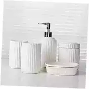 White Bathroom Accessory Set 5PCS, Ceramic Bathroom Accessories Set, Classic