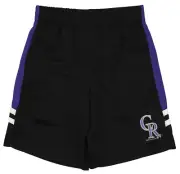 Outerstuff Colorado Rockies MLB Boy's Youth Microfiber Team Color Shorts, Black