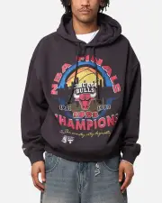 [MITCHELL & NESS] Mitchell & Ness Chicago Bulls Finals Champion Hoodie Overdyed Black - Size L L Overdyed Black