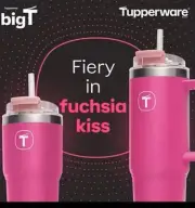 Tupperware Big T Tumbler SET. 21 & 37 oz In FUSHIA KISS.