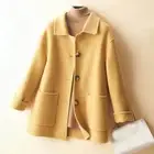 Elegant Lady Cashmere Blend Wool Slim Coats Button Jackets Winter Outwear-