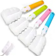 4PCS Bottle Brush,Bottle Washer Set Long Sponge Bottle Cleaning Brushes Baby Bottle Cleaner Brush, Nipple Brush (4 pcs)