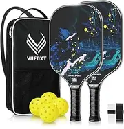Pickleball Paddles, Graphite Pickleball Paddle Set of 2 for Men and Women, Polypropylene Honeycomb Core USAPA Standard Lightweight Pickleball Rackets with 4 Pickle Balls 1 Bag