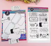 Alinacutle Stripe Lottery Ticket Stamps with Metal Dies, Sentiments Stamp Tag,Paper Craft Metal Die-Cuts,Scrapbooking Cutting, 1pc Stamps + 2pc Die Cuts