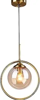 Hobaca ® E27 Circle Copper Gold Amber Glass Nordic Modern Pendant Lamp Pendant Lamp Kitchen Lamp Dining Room Hanging Lamp Living Room