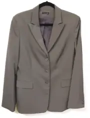 NWT Tahari Women's Size 12 Pewter Gray Polyester 3-Button Blazer $398 Retail MS