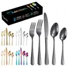 20Pcs Steak Knife Cutlery Dinnerware Set Fork Spoon Stainless Steel Collection S