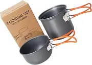 MUELODSIC 1Set Aluminium Alloy Camping Pot Portable Cookware with Folding Handle for Outdoor Cooking Hiking Picnic and Camping Supplies Safe High Temperature Resistant Cooking