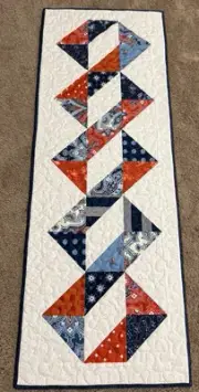 Handmade Quilted Table Runner/Topper ~15 1/2 x 43"~Red, White, Blue