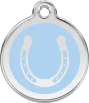 Red Dingo Horse Shoe Light Blue Tag - Lifetime Guarantee - Cat, Dog, Pet ID Tag