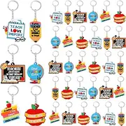 Henoyso 36 Pcs Teacher Keychain Bulk Teacher Appreciation Gifts in Bulk Christmas Teacher Gift Teacher Accessories, Book, One size