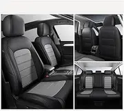 Automobile seat Cover, Car Seat Covers Compatible for BMW F10 G30 E46 E39 E91 Touring F11 X3 F25 X5 F44 G20 X1 Man Custom Leather Woman Interior Auto Accessories(5Pcs-Black Gray)