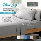 1000TC Ultra Soft 4 Pc Flat & Fitted Bed Sheet Set Pillowcases King Single Grey