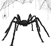 Giant Spider Halloween Decorations, 90cm/125cm/150cm Giant Hairy Black Spider, Scary Fake Spider, Realistic Large Spider Props for Indoor Outdoor Halloween Decor