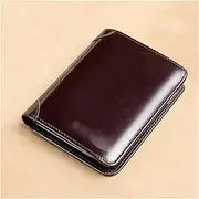 [SKUZA] Wallet,Card Bag,Genuine Leather Wallets for Men Vintage Thin Short Multi Function ID Credit Card Holder Money Bag (Color : Coffee) (Deep Blue) (Color : Chocolate)