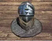 Medieval Knight Helmet -Chainmail Helmet Battle-Ready Helmet Bascinet Helmet