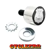 Tall Silver Billet Seat Bolt 96-UP Harley Touring POLICE BADGE - 020