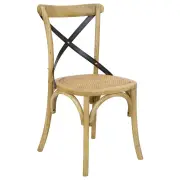 Charlotte Cross Back Steel Antique Tan Brushed Dining Chair