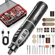 Cordless Rotary Tool Kit, 8V Cordless Die Grinder 65pcs Accessories, 32000RPM 6-Speed Multi Power Carving Tools, 2.0Ah Rechargeable Battery, for Sanding, Polishing, Engraving, Drilling, Cutting, DIY