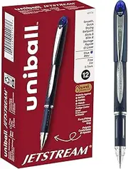 uni-ball Jetstream Ballpoint Pens, Fine Point (0.7mm), Blue, 12 Count