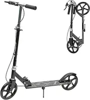 [Joywoof] Foldable Scooter for Kids Ages 8+ Height Adjustable with 8" Big Wheels, Portable Scooters for Adult Teenagers Kids Riders up to 250 lbs Black