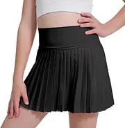 [zffriction] Girls Pleated Tennis Skirts with Shorts Pockets Elastic Waisted Golf Skirt Kids Athletic Skorts for Sport Running