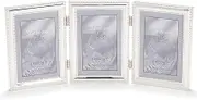 Lawrence Frames Hinged Triple (Vertical) Metal Picture Frame Silver-Plate with Delicate Beading, 4 by 6-Inch