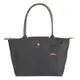 LONGCHAMP LE PLIAGE小馬logo長把尼龍手提包/灰S