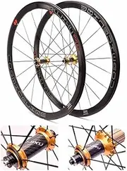 700C Road Bike Wheel Set 18/21 Holes Front and Rear Wheels 40mm Double Wall Bike Rims C/V/Rim Brake Carbon Fiber Hub 8/9/10/11Speed Cassette 100/130mm QR