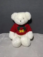 Russ Bear Plush Kringle White Teddy Red Christmas Wreath Sweater 19" Toy Lovey