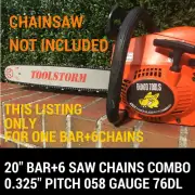 DINGO TOOL NEW 20'' BAR AND 6 CHAINS FOR DINGO TOOLS 62CC CHAINSAW .325 058 76DL