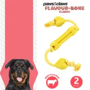 2x Beef Flavour Dog Double Tugger Toy 65CM Pet Dental Teething Training Gift