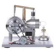 Balance Type Hot Air Single Cylinder Stirling Engine Generator Model with LED Bulb & Voltage Digital Display Meter Physi