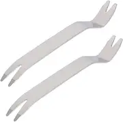 2pcs Stainless Steel Pry Board Disconnect Removal Tools Auto Tool Kit Trim Puller Silver