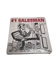 Vtg NOS Novelty Set of 4 Paperboard Coasters - #1 Salesman