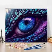 TUMOVO Paint by Numbers for Adults Dragon Eye in Blue and Purple Colors DIY Easy Paint by Numbers Paint by Numbers for Beginner Kids and Adults Home Wall Decor Oil Painting 16x20 Inch