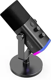 Fifine XLR Dynamic Microphone for Streaming Podcast Studio USB Microphone Gaming PC with Mute Button for PS4/5 Mac, Mixer, Sound Cards
