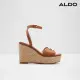 【ALDO】CARRABRIRIA-編織金飾造型厚底楔型涼鞋-女鞋(棕色)