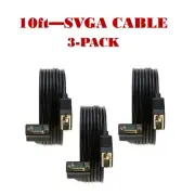 3-Pack - 10ft SVGA Male/Male Cable- PC Monitor Projector HDTV- High-Quality Cord