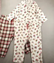 New Old Navy Pajamas Set Lot Womens 4X Plaid PJ Sleep Pant Button Up Top