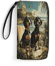 [BFGWK] Large Wallet Novelty Dachshund Dog Bento Printing Long Wallet With Zipper Leather Wallet Suitable For Both Men And Women, style, 19.7x10.5cm, Style, 19.7x10.5cm, 现代