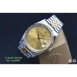 Rolex 勞力士 Datejust 16233 16233D 金色鑽石面盤 36MM 不鏽鋼 18K黃金