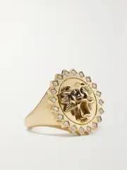 [Storrow] Storrow - Leo Lion 14-karat Gold Diamond Signet Ring - 6 6 Gold