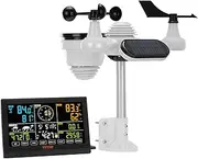 7-in-1 Wireless Weather Station, 7.5 in Color Display, Digital Weather Station Indoor Outdoor, for Temperature Humidity Wind Speed/Direction Rain UV, with Forecast Data, Alarm, Alerts-NO WiFi