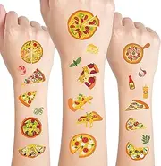 24 Sheets Pizza Temporary Tattoos, Birthday Decorations Pizza Party Favors