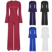 Women Romper Dance Unitard Leotards Jumpsuit Yoga Crew Neck Competition Stage