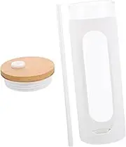 MOTHNUR Set of Glass Cups Lids Straws Large Drinking Cups for Iced Tea Juice Easy to Use