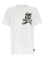 [Philipp Plein] Philipp Plein-Skull & Bones T Shirt Bianco-Uomo XXL