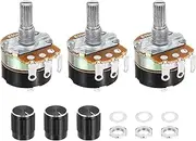 uxcell 3 Pack WH138 Potentiometer 50K Ohm Single-Joint Variable Resistors 3 Terminals Linear Taper Rotary with Knob Cap for Audio Volume Control