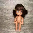 Vintage Plastic Body Doll 7 Inch, Girl Brown Hair Posable Mangelsen's